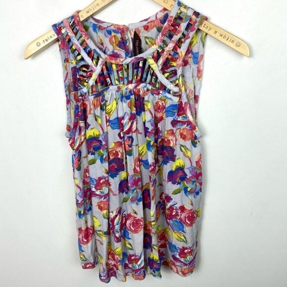 Anthropologie Ranna Gill Faye Floral Top Bright Colourful Size XS Bohemian Boho - Picture 8 of 8